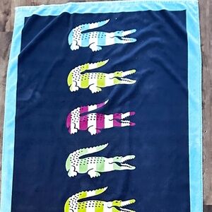 Lacoste Beach Towel Blue Crocodile Graphic All Over Print 65X35